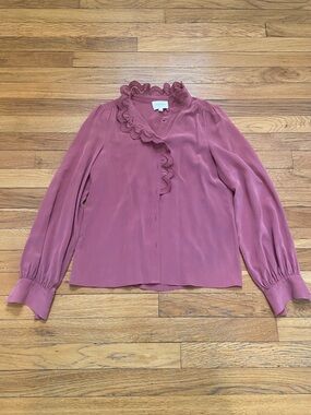 Sezane Pink Silk Chloe Shirt